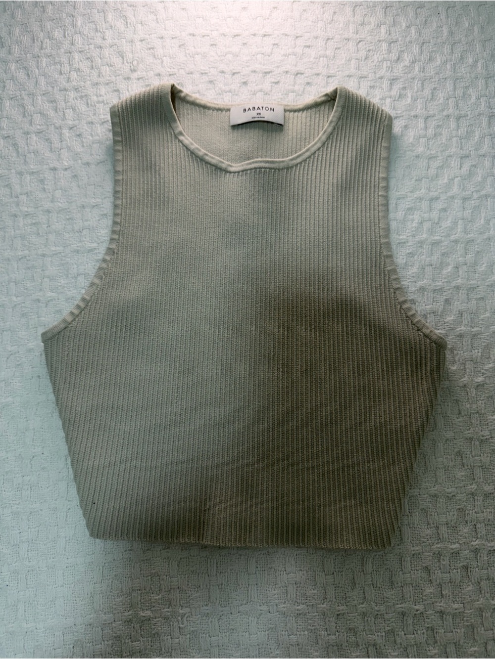 Babaton Ribbed Crop Tank in Light Sage